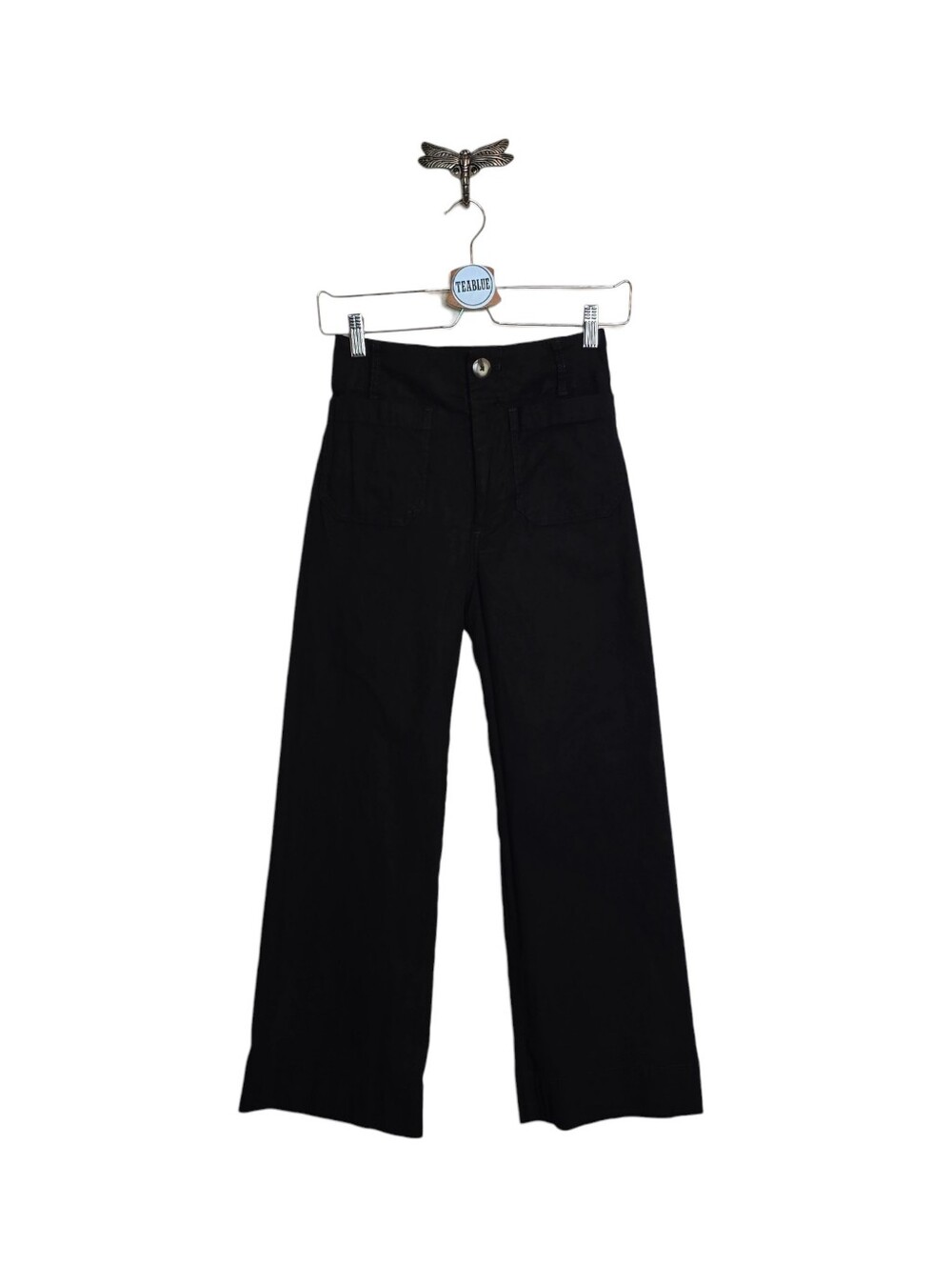 Maeve The Colette Pants Black Wide Leg Cropped High Rise Size 25 Magic Fabric - Picture 2 of 12